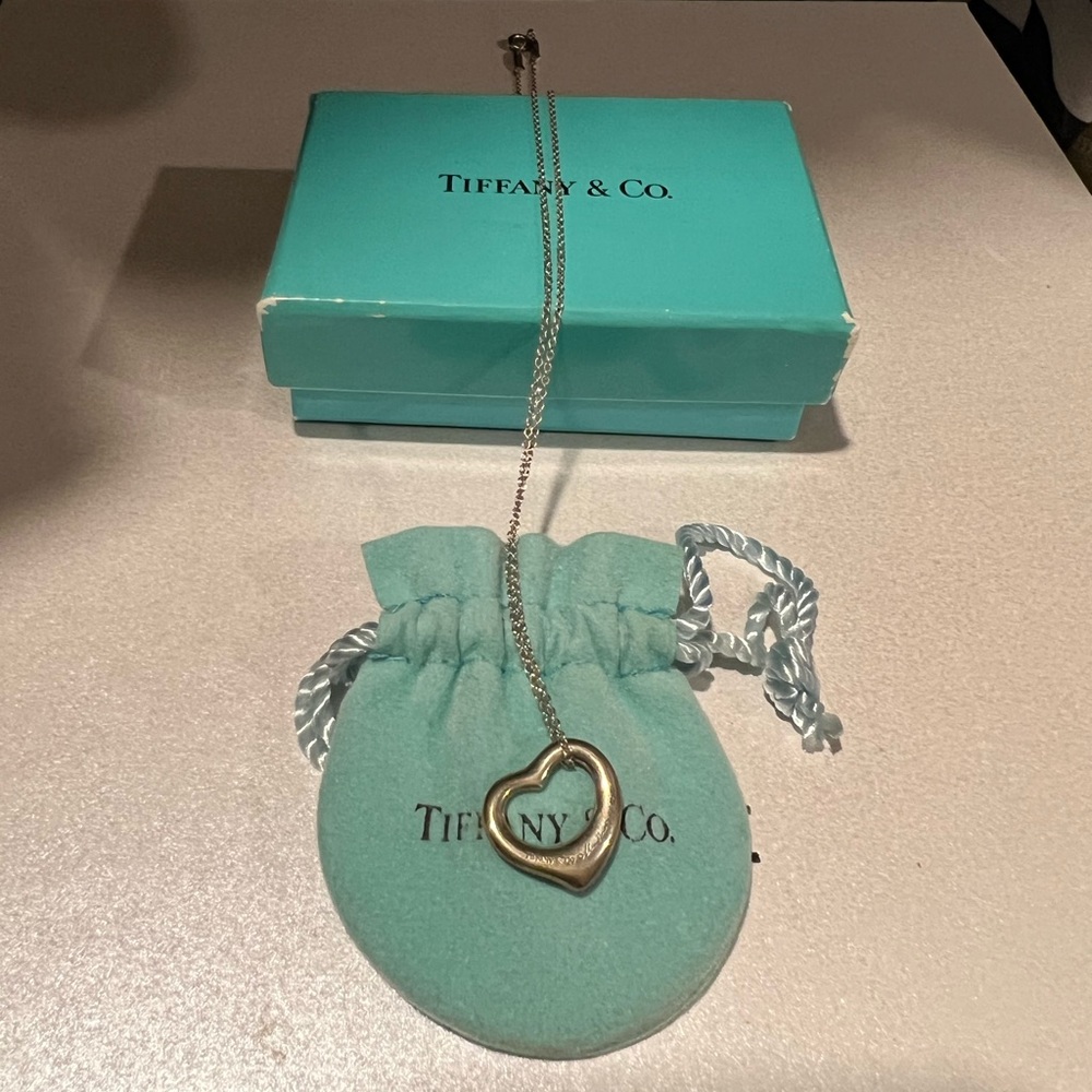 Authentic Tiffany open heart necklace